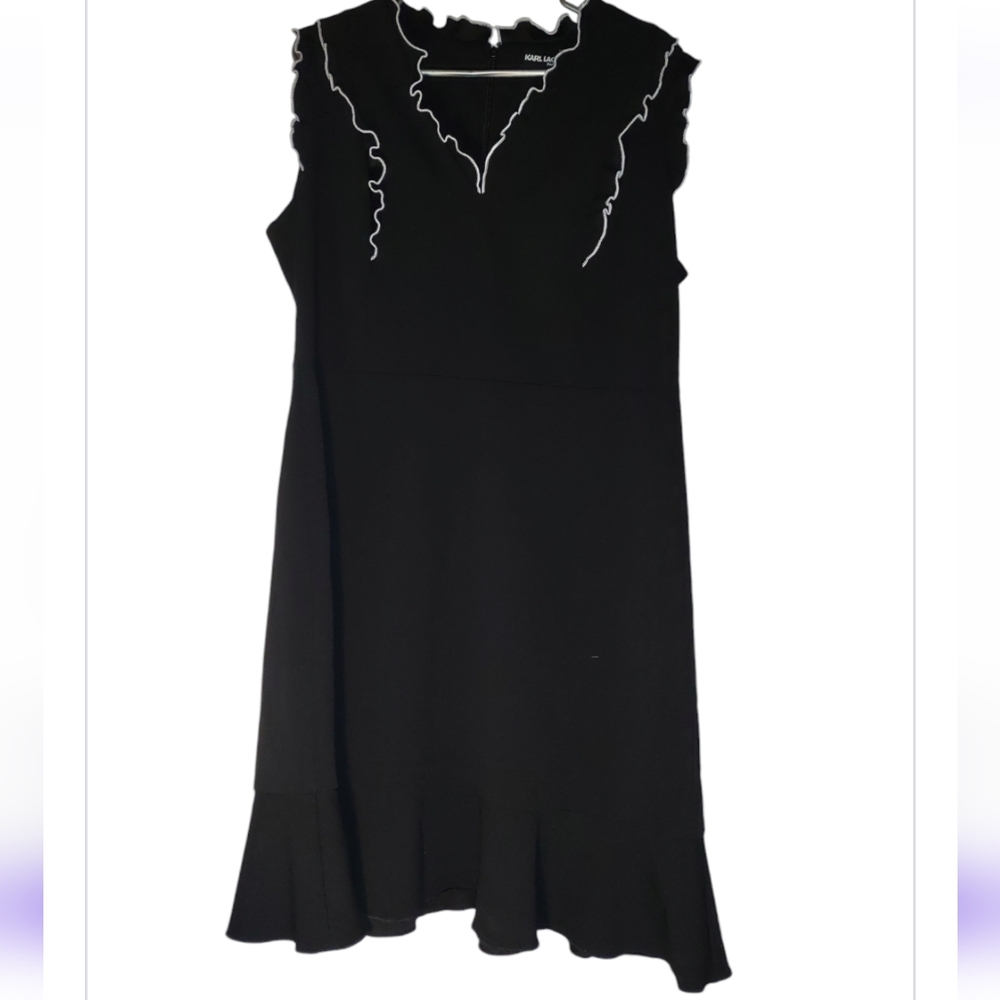 Karl Lagerfeld PARIS Designer Cocktail Dress Black w/ back zipper Size 14